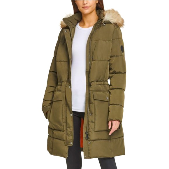 DKNY Faux-Fur Trim Hooded Women’s Parka/Coat - S - Picture 17 of 17